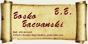 Boško Bačvanski vizit kartica